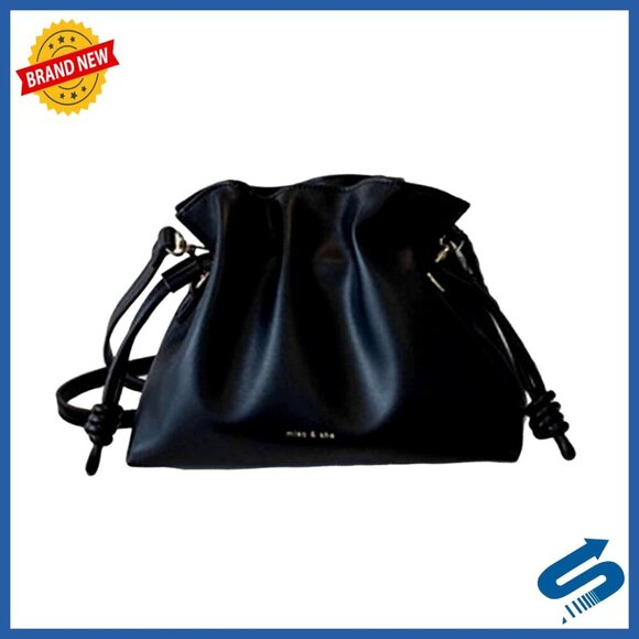 Handbags - Minimalist Drawstring Bucket Bag Crossbody Pleated Chic Adjustable Strap